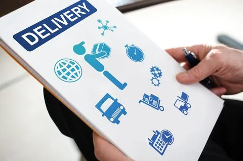 Delivery concept on a paper Stock Photos