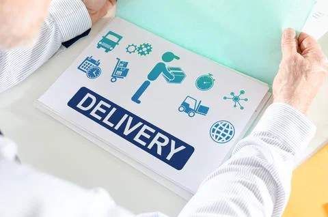 Delivery concept on a paper Foto stock