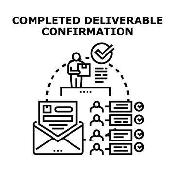 Delivery confirmation process for completed online order Stock Illustration