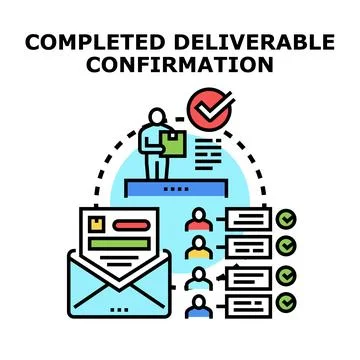 Delivery confirmation process for completed online order Stock Illustration