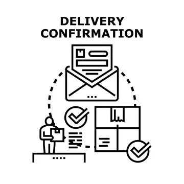 Delivery confirmation success for parcel logistics order Stock Illustration