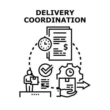 Delivery coordination process with logistics management system Stockillustratie