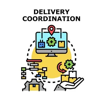 Delivery coordination process system management concept 库存插图