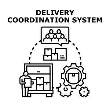 Delivery coordination system process and logistics management Stock Illustration