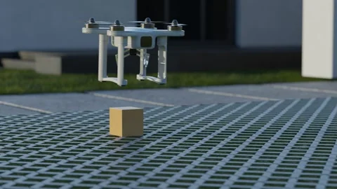 Delivery by copter. The drone is delivering box. Fast delivery concept. Stock-Footage 255466843