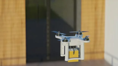 Delivery by copter. The drone is delivering box. Fast delivery concept. Video stock 255466857