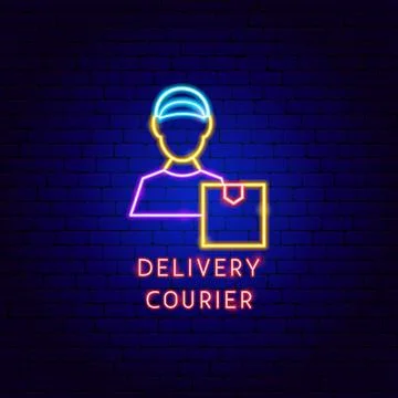 Delivery Courier Neon Label Stockillustratie