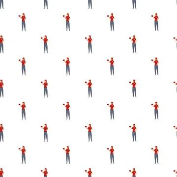 Delivery courier worker delivering package seamless pattern Stock Illustration
