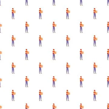Delivery couriers holding packages seamless pattern repeating 스톡 일러스트