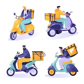 Delivery Couriers Scooters Illustrazione stock