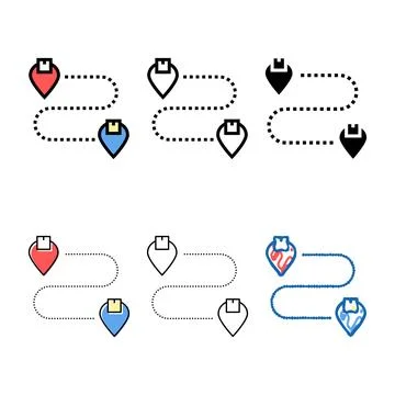 Delivery direction styleset gps marks color icon vector Stock Illustration