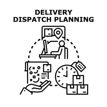 Delivery dispatch planning online logistics organization system Stock Illustration