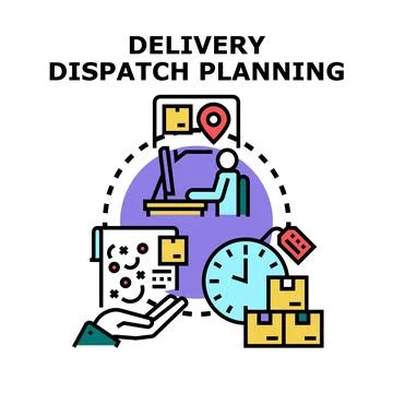 Delivery dispatch planning online logistics organization system Stock Illustration
