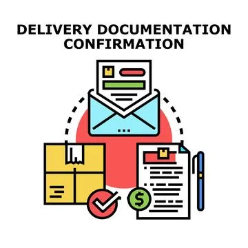 Delivery documentation confirmation logistics service concept Stock Illustration