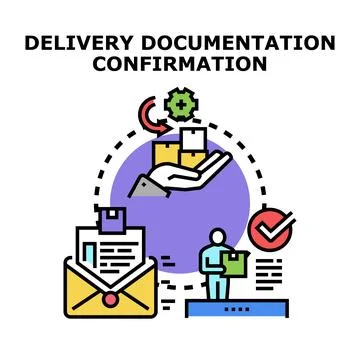 Delivery documentation confirmation process workflow icon Stock Illustration