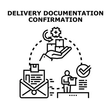 Delivery documentation confirmation process workflow icon Stock Illustration