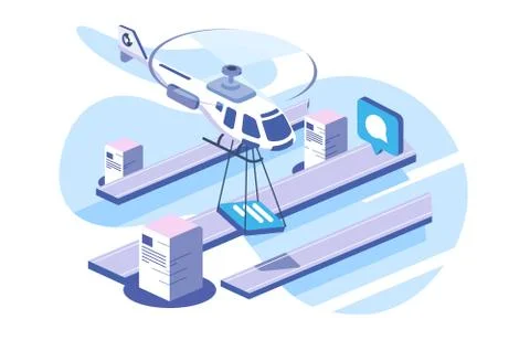 Delivery documents data helicopter Stock Illustration