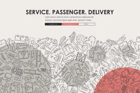 Delivery Doodle Website Template Design Stock Illustration
