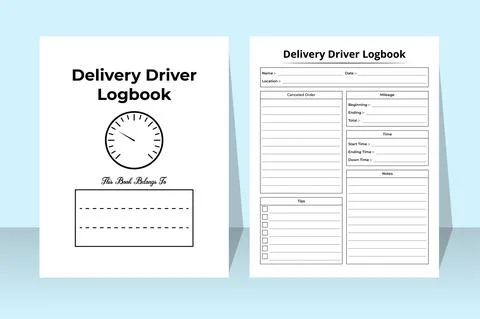 Delivery driver KDP interior notebook. Delivery information and driver activi Illustrazione stock