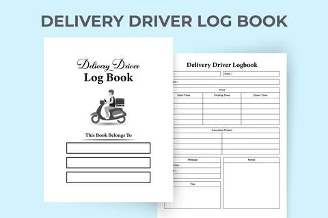 Delivery driver notebook KDP interior. Home delivery service information trac Stock Illustration