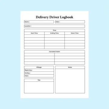 Delivery driver notebook KDP interior. Home delivery service information tr.. Stock Illustration