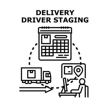 Delivery driver staging logistics planning and scheduling process 스톡 일러스트