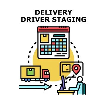Delivery driver staging logistics planning and scheduling process Stock Illustration
