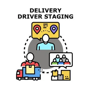 Delivery driver staging process and logistics management Stock Illustration