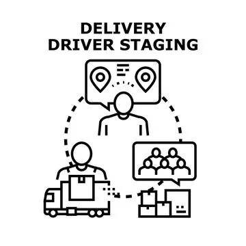 Delivery driver staging process and logistics management Stock Illustration