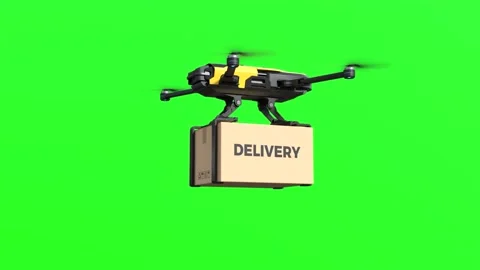 Delivery drone, Autonomous delivery robot on green screen Stock Footage 235676338