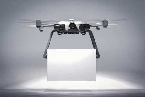 Delivery drone with box Stock Illustration