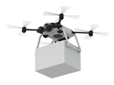 Delivery drone with box Illustrazione stock