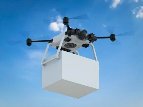 Delivery drone with box Stock Illustration