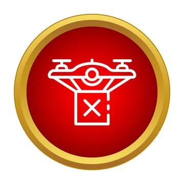 Delivery drone carrying failed unacceptable package warning icon Stock Illustration