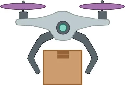 Delivery drone carrying parcel box in air イラスト素材