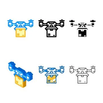 Delivery drone color icon vector simplified Stock Illustration