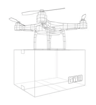 Delivery drone concept outline 스톡 일러스트