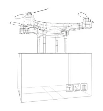 Delivery drone concept outline 库存插图