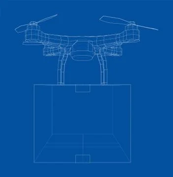 Delivery drone concept outline. Vector Stock Illustration