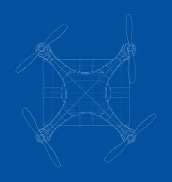 Delivery drone concept outline. Vector Stock Illustration