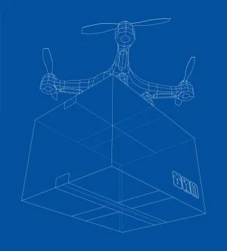 Delivery drone concept outline. Vector Stock Illustration
