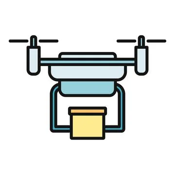 Delivery drone flying a package icon concept 스톡 일러스트