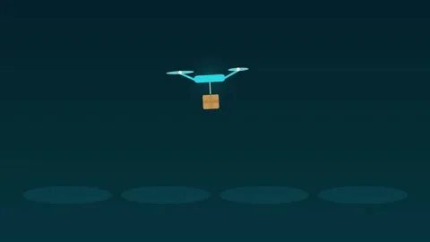 Delivery drone flying parcel cyan logistics loop Vídeos de archivo 342613392