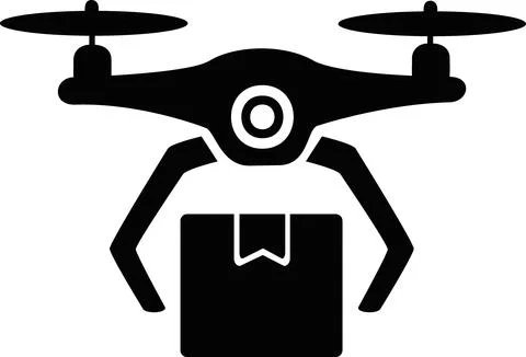 Delivery drone flying with a parcel package Stock Illustration