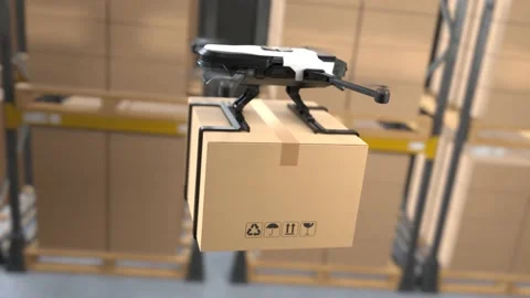 Delivery drone is flying in a warehouse	 Stock Footage 166271480
