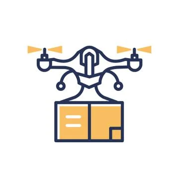 Delivery Drone - modern vector line design single icon. Illustrazione stock