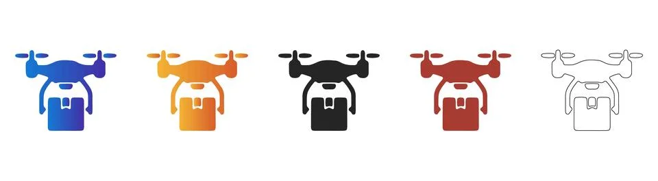 Delivery drone with package icon isolated on transparent Illustrazione stock
