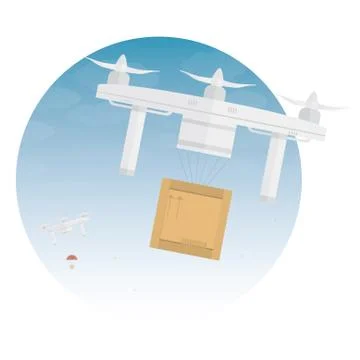 Delivery drone with the package 스톡 일러스트