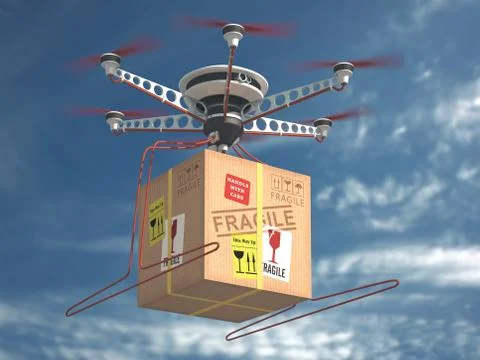 Delivery Via Drone Stock Photos