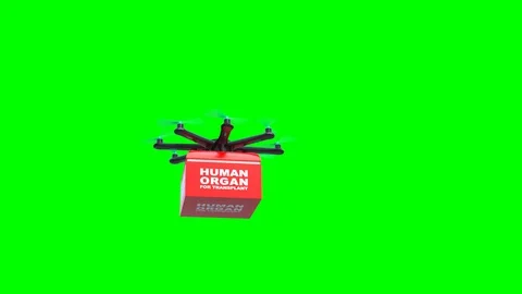 Delivery drone with portable fridge for transporting donor organs, Green Screen 動画素材 129322361